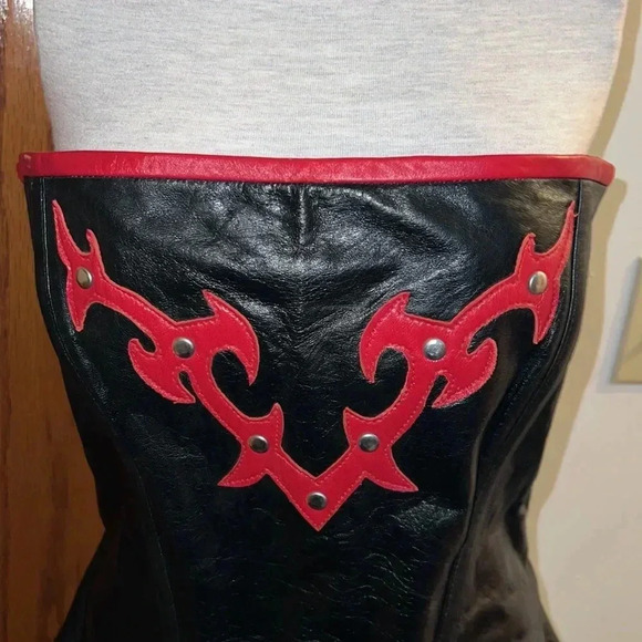 Alter Ego Black/Red Goth Renaissance Lamb Leather Lace Up Corset 34 - Picture 2 of 16